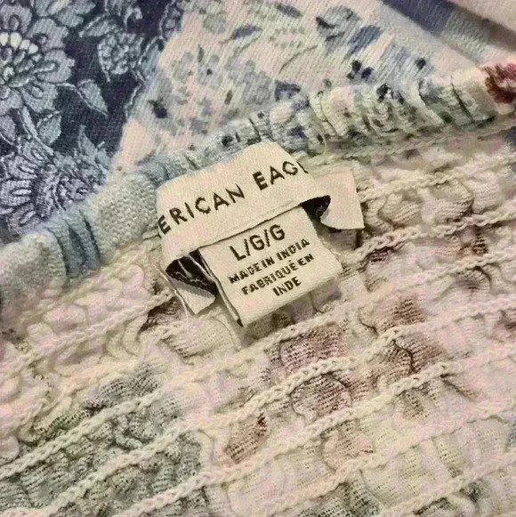 American Eagle Women's Floral Patchwork Babydoll Top - Picture 9 of 9